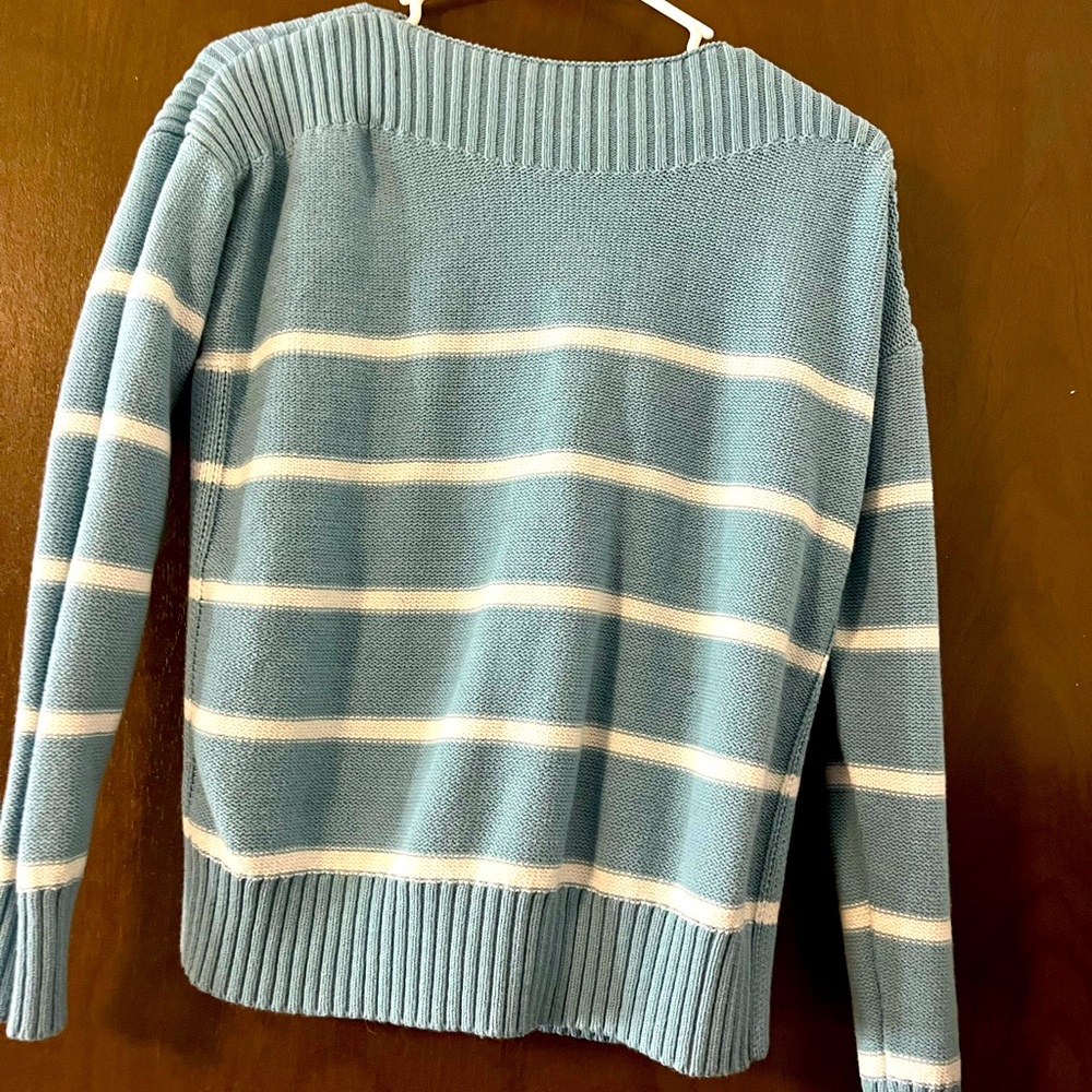 Blue and white sweater